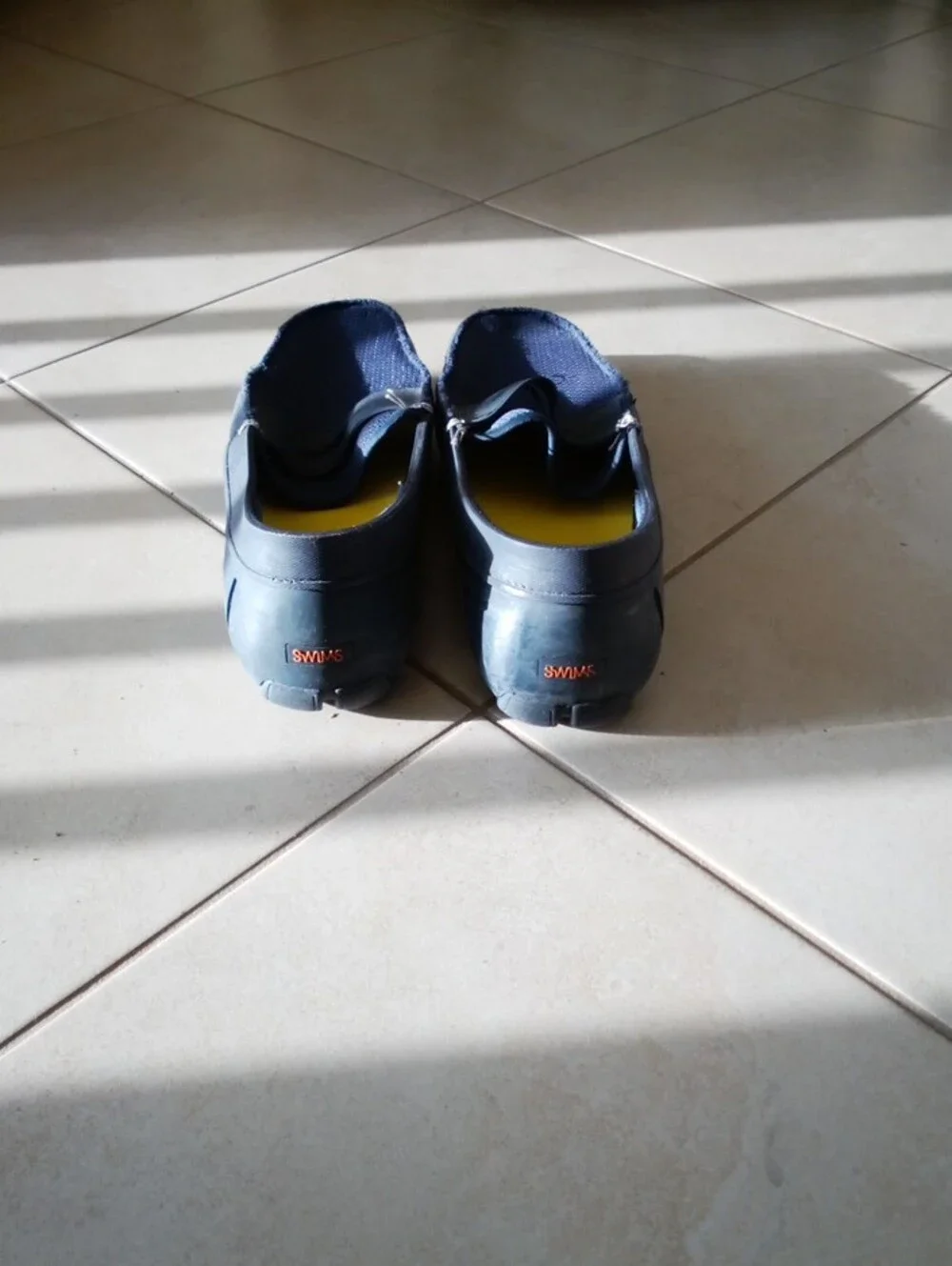 Swims Navy Slip-On Loafers with Yellow Insole